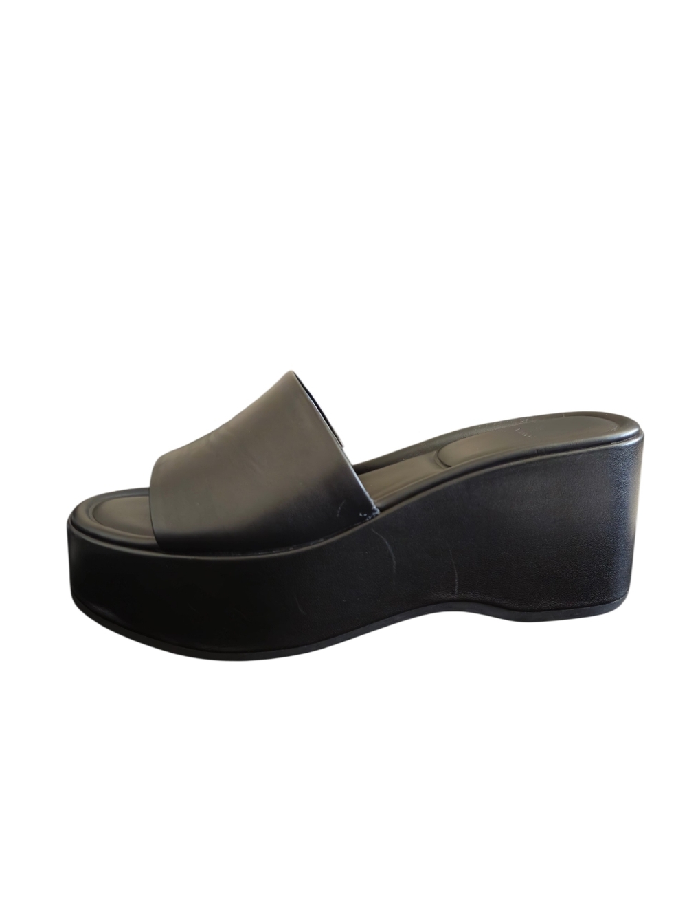 Vince Black Platform Slide Mule with Wide Strap